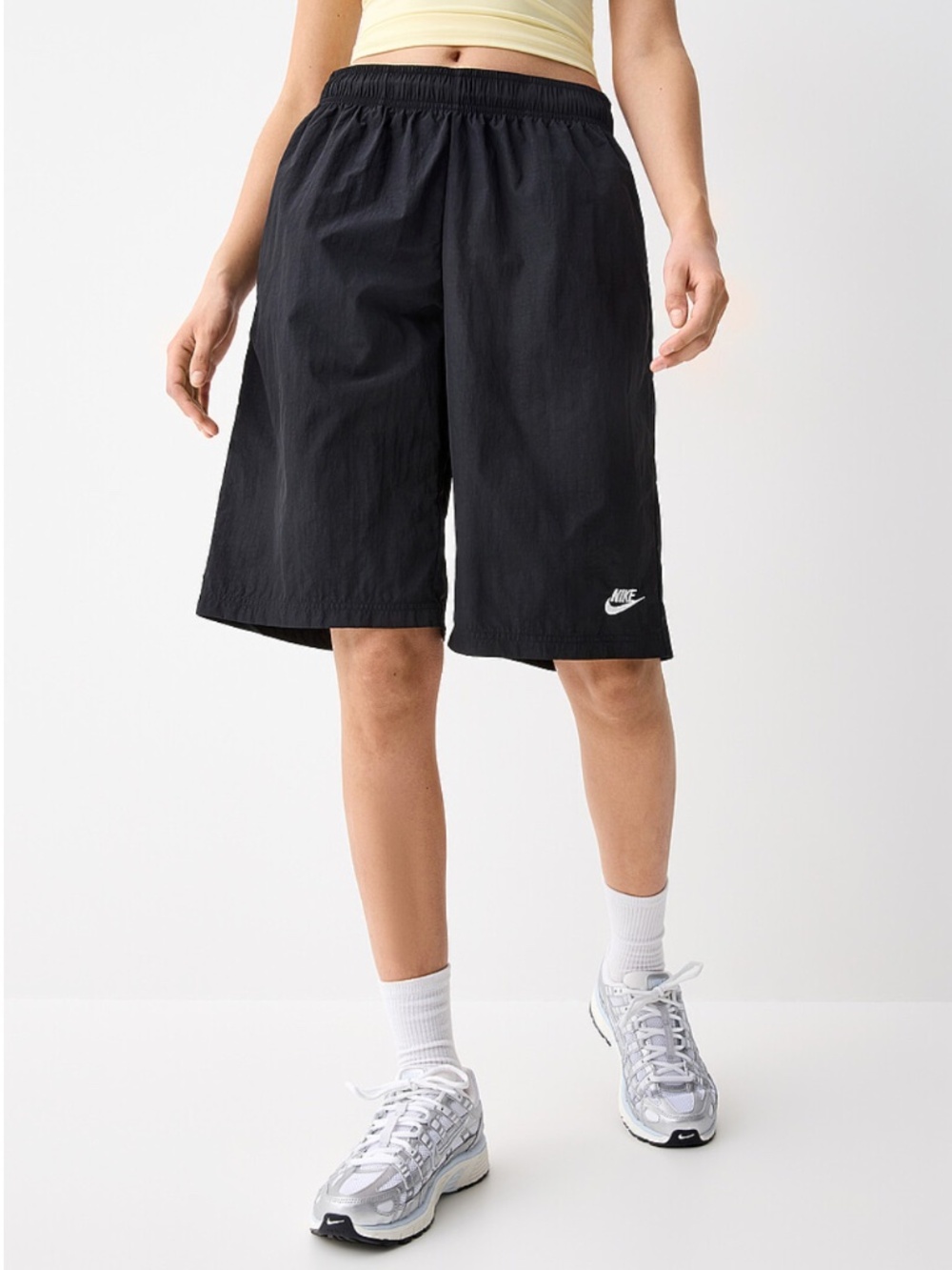 Nike black logo lightweight canvas Bermuda short NWT